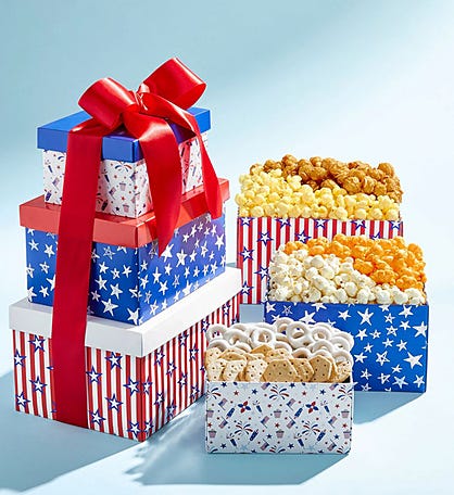 Red Pop And Blue 3-Box Gift Tower